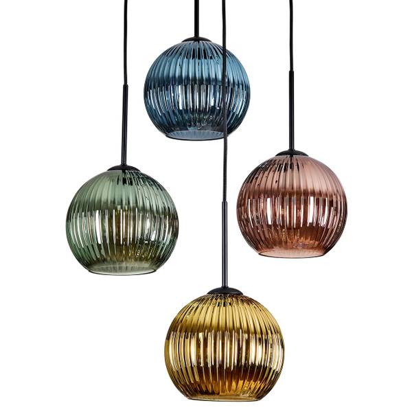 Pendelleuchte Cesaro Blau - Gold - Grün - Metall - 20 x 147 x 35 cm
