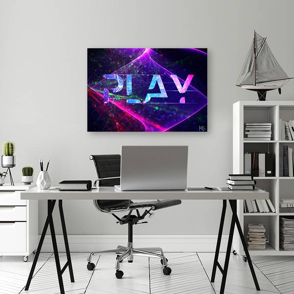 Wandbild aufschrift „play” abstraktion 90 x 60 cm