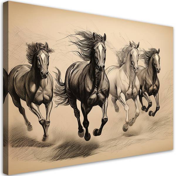 Wandbild pferde tiere vintage 90 x 60 cm