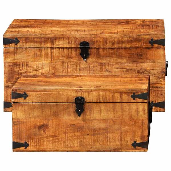 Truhe 241634 (2-teilig) Braun - Mango - 35 x 35 x 70 cm