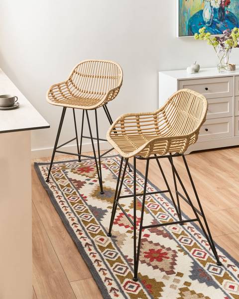 Hocker TERRELL 2-tlg Schwarz - Petrol