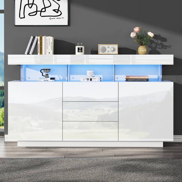 Sideboard Rezer Weiß - Holzwerkstoff - 140 x 80 x 35 cm