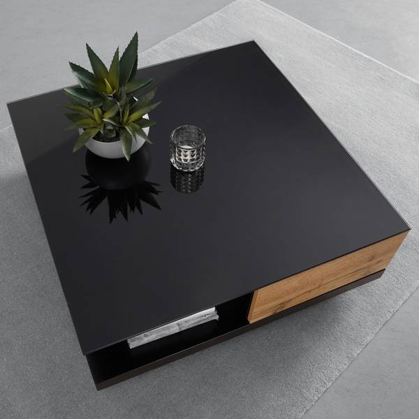 Couchtisch NEVIO Schwarz - Braun - Glas - 85 x 30 x 85 cm
