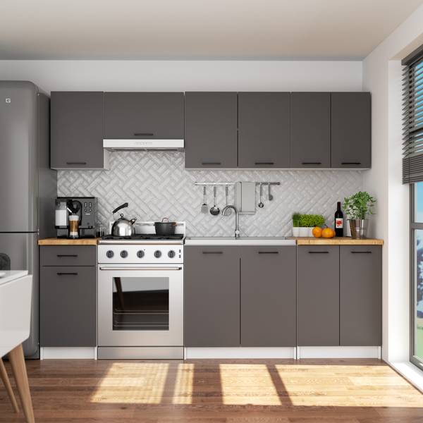 Küchenschrank OLIWIA 80 3S Grau - Weiß - Holzwerkstoff - 80 x 85 x 46 cm