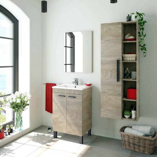 Säulenschrank Achisa Braun - Holzwerkstoff - 51 x 135 x 25 cm