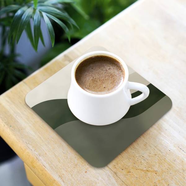 GLASUNTERSETZER Abstrakt 6er-Set Grün - Kork - 10 x 1 x 10 cm