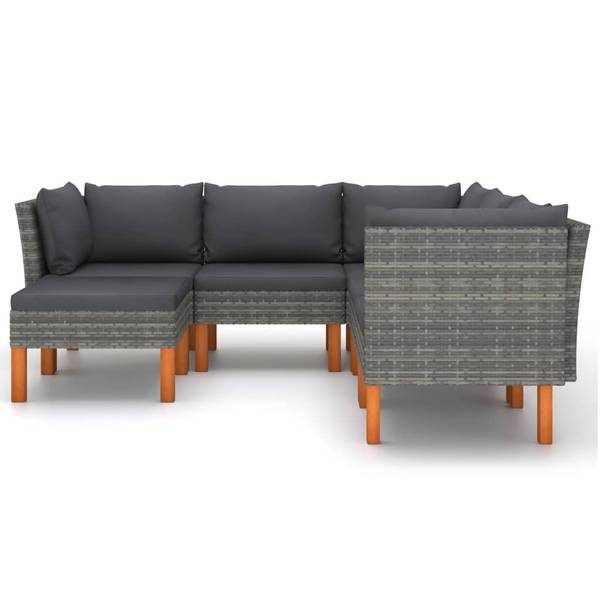 Garten-Sofa-Set 3009634-14 (6-teilig) Grau - Polyester - Eukalyptus - Stahl - 61 x 67 x 65 cm
