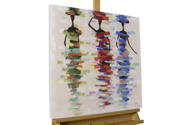 Acrylbild Handgemalt Personen Yi Beige - Baumwollstoff - 60 x 60 x 4 cm