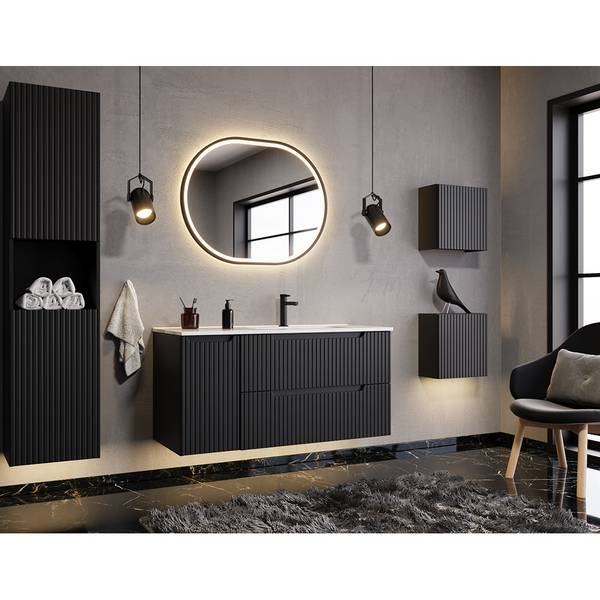 Armoire suspendue NEWPORT-56-59 Noir - Bois manufacturé - 20 x 57 x 19 cm