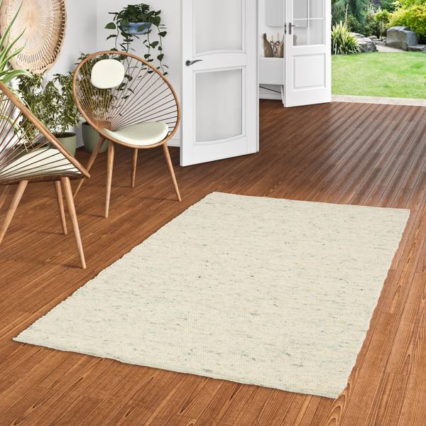 Natur Teppich Wolle Nelson Meliert Grün - 60 x 90 cm