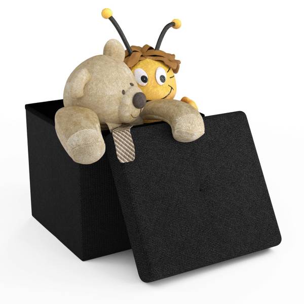 Sitzhocker Sitzwürfel Fußhocker Hocker Schwarz - Textil - 30 x 30 x 30 cm