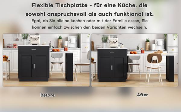 Kücheninsel BB3941 Schwarz - Holzwerkstoff - 55 x 90 x 211 cm