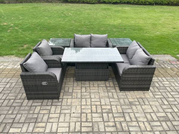 Gartensofa Set Lounge (7er-Set) Grau - Webstoff - Polyresin - 69 x 79 x 124 cm