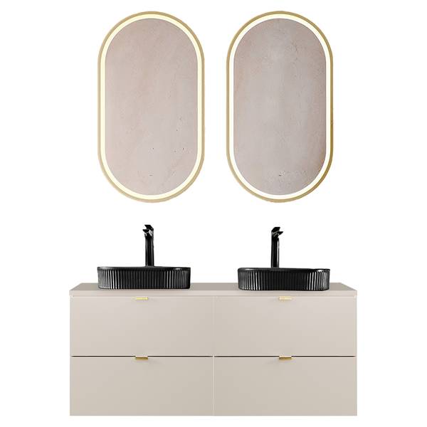 Badmöbel-Set DURANGO-56-163 3er-Set Beige - Holzwerkstoff - 121 x 200 x 47 cm
