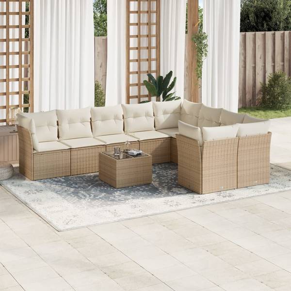 Salon de jardin 3034265-2 lot de 10 Beige - Crème