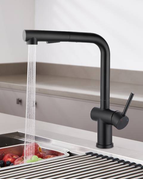 Spültischarmatur Niederdruck KF172D Schwarz - Metall - 24 x 7 x 44 cm