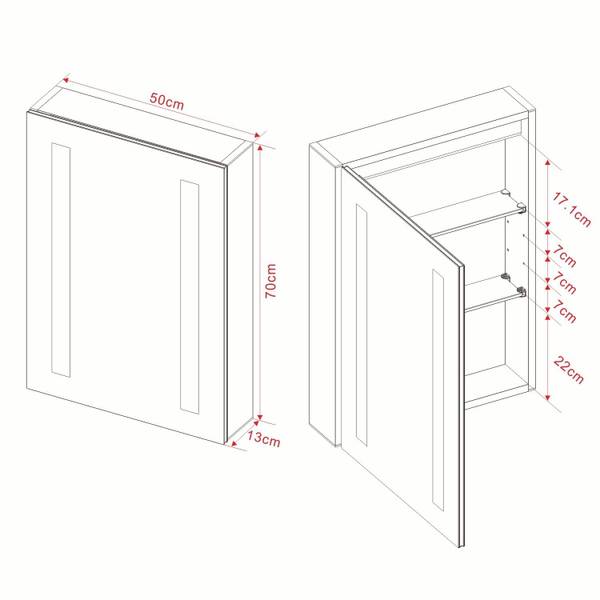 LED Spiegelschrank IR-Sensor Badspiegel Silber - Glas - 50 x 70 x 13 cm