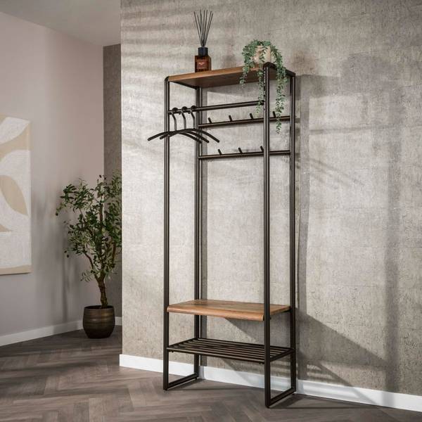 Flurschrank LUNO Braun - Metall - 70 x 185 x 35 cm