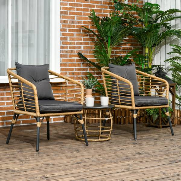 Gartenbar-Set BB5272 3-teilig Grau - Metall - 65 x 78 x 62 cm