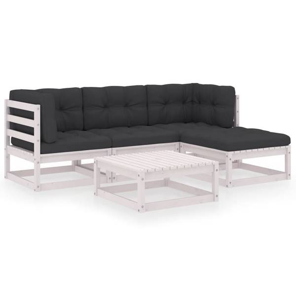 Salon de jardin 3009924-2 (lot de 5) Blanc - Polyester - Pin - 70 x 30 x 70 cm