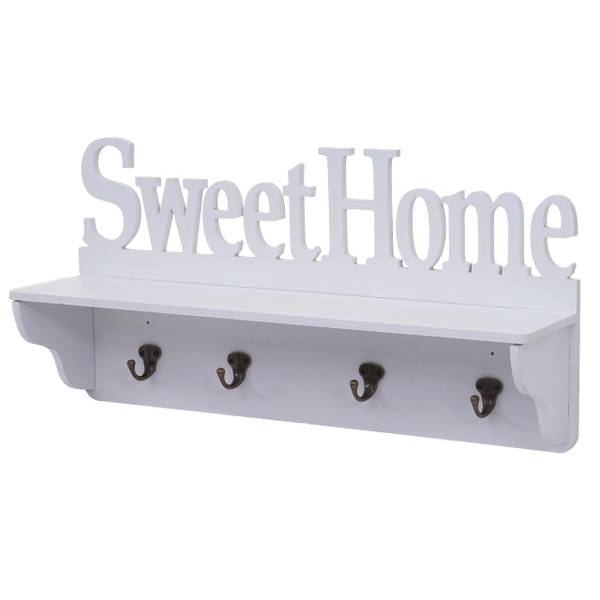 Wandkapstok D41 Sweet Home 4 haken zuiver wit