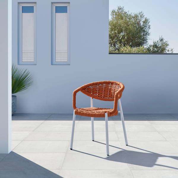 Gartenstuhl ANTONIA Orange - Weiß - Metall - Textil - 58 x 76 x 59 cm