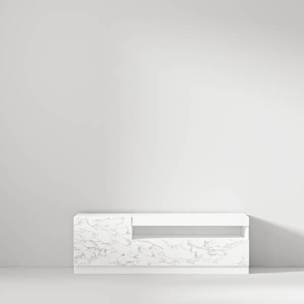 TV Lowboard Weiß LED Links 2/2 9505 Weiß - Holzwerkstoff - 120 x 40 x 37 cm