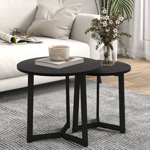 Couchtisch 2er-Set 83B-090V00BK Schwarz - Metall - 48 x 45 x 48 cm
