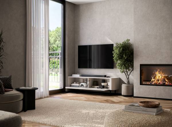 TV-Lowboard AURORA Beige - Schwarz - Kaschmir