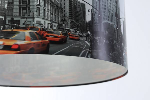 Hängeleuchte Foto City Grau - Kunststoff - 40 x 20 x 92 cm