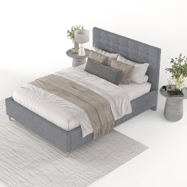 Polsterbett SOMA mit Stauraum Stoff Neve Dunkelgrau - Liegefläche Breite: 140 cm