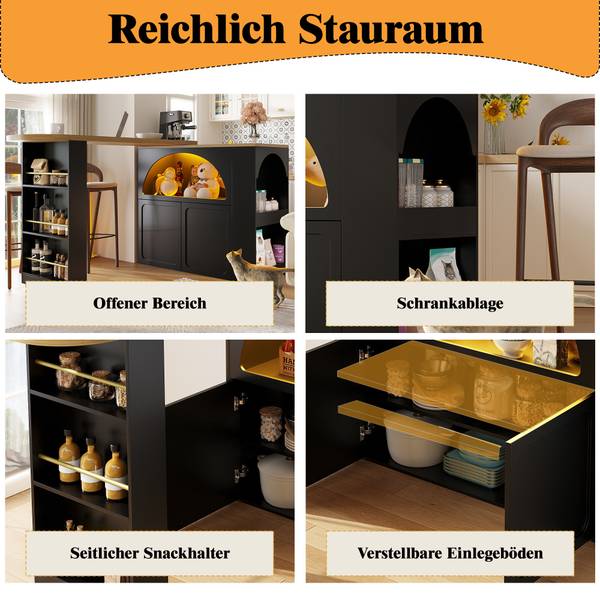 Bartisch LN-AMR Schwarz - Holzwerkstoff - 205 x 100 x 39 cm
