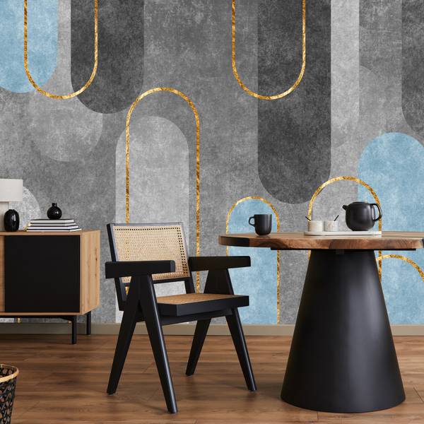 Vlies-Fotobehang ABSTRACTIE Glamour blauw - 300 x 210 x 210 cm