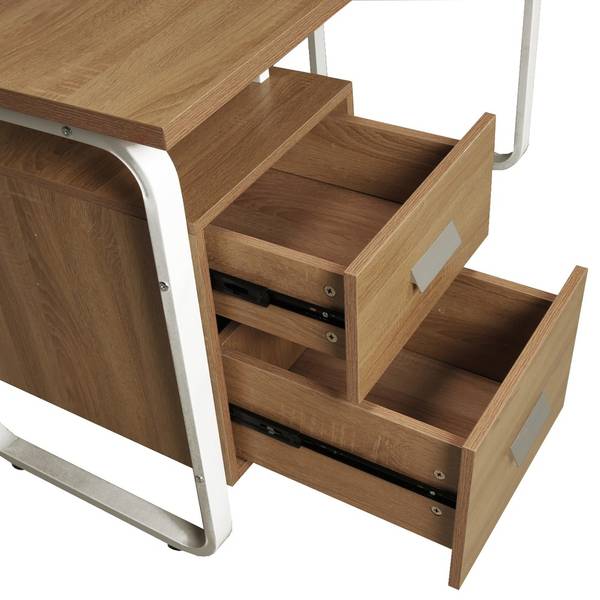 Schreibtisch mit Schubladen PEARL Braun - Holzwerkstoff - 60 x 76 x 120 cm