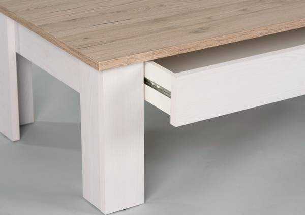 Couchtisch Elegance in Sibiu-Lärche Nb. Weiß - Holzwerkstoff - 115 x 40 x 65 cm