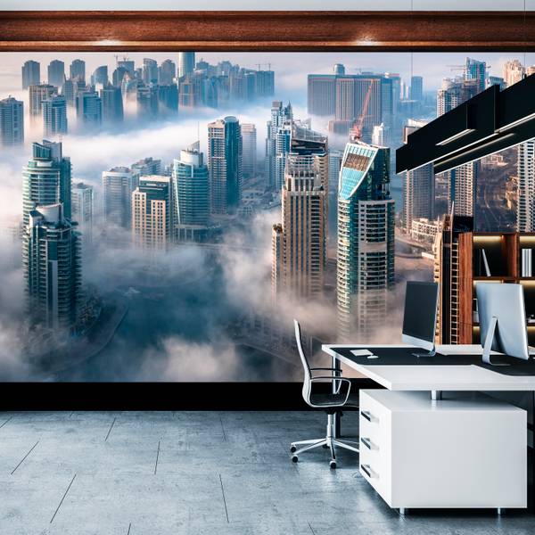 Fototapete Dubai Nebel Wolkenkratzer 450 x 315 x 315 cm