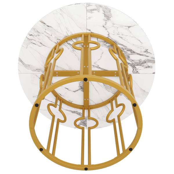 Esstisch Brigvens Gold - Weiß - Holzwerkstoff - Metall - 14 x 76 x 100 cm