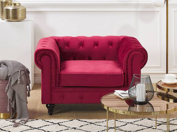 Sessel CHESTERFIELD Burgunderrot - Rot - 110 x 70 x 75 cm