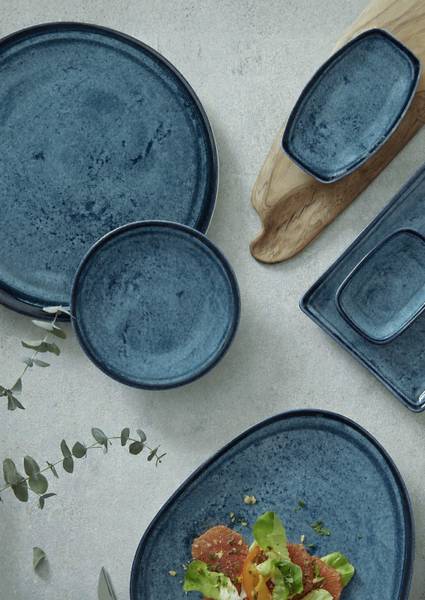Servierschale Blue Stone 2er set Blau - Porzellan - 18 x 1 x 18 cm