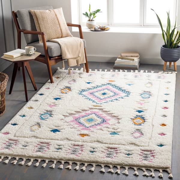 Hoogpolig Vloerkleed GALESBURG wit - polypropeen - 160 x 4 x 213 cm