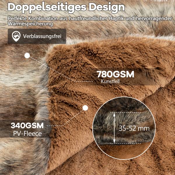 Kuscheldecke TG33532LE Braun - Textil - 203 x 1 x 153 cm