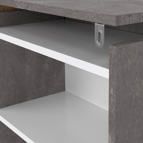 Chevet Amandine Gris - Bois manufacturé - 145 x 80 x 26 cm