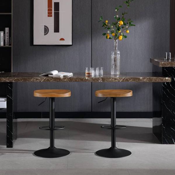 Barhocker Janko(2er Set) Braun - Metall - Massivholz - 42 x 81 x 32 cm