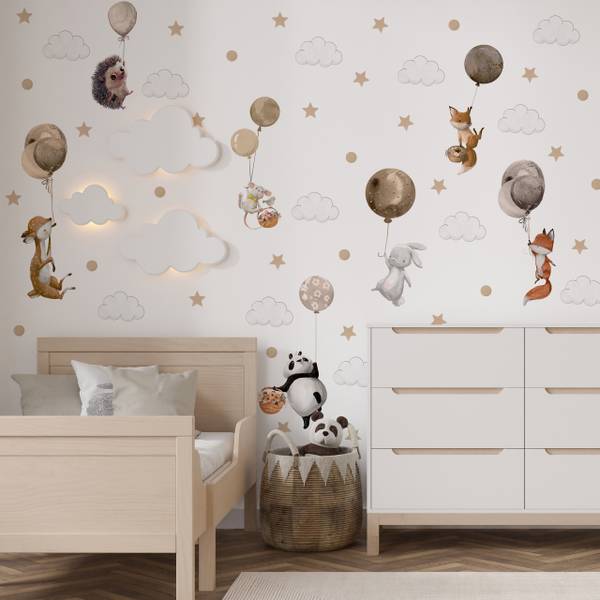 Wandaufkleber Tiere und Wolken 51‑er Set 60 x 30 x 30 cm