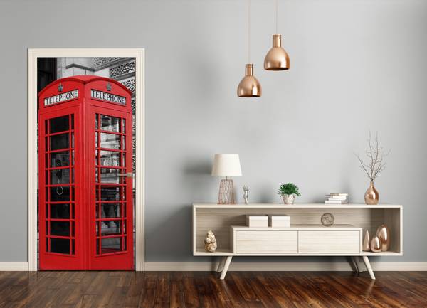 Türaufkleber Telefonzelle Klebstoff Grau - Textil - 95 x 205 x 1 cm