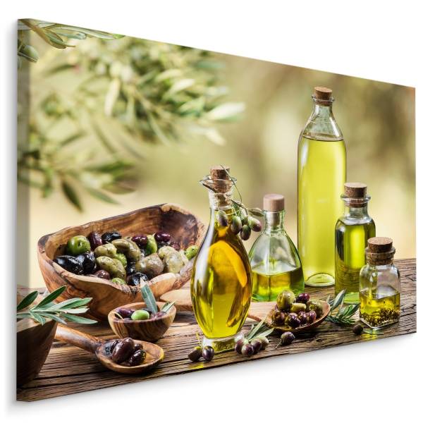 Leinwandbild OLIVENÖL Oliven Gewürze 3D 40 x 30 x 30 cm
