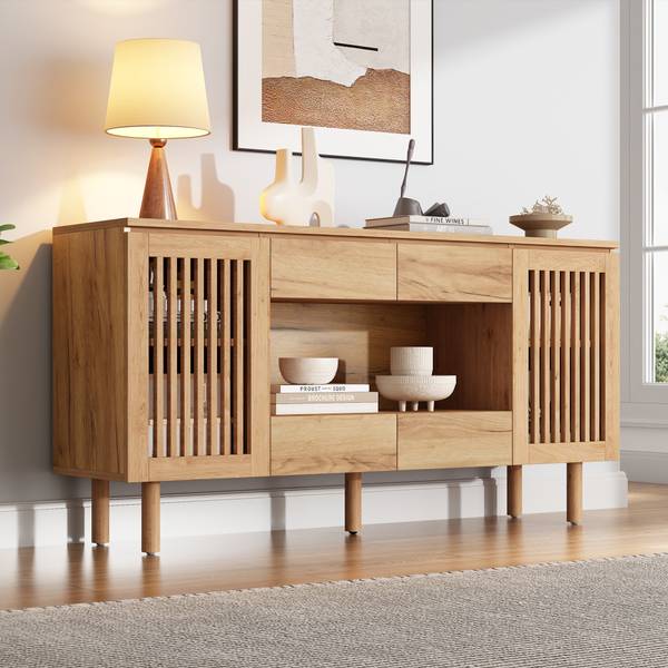 Sideboard Notus Ⅰ Braun - Holzwerkstoff - Massivholz - 140 x 71 x 35 cm