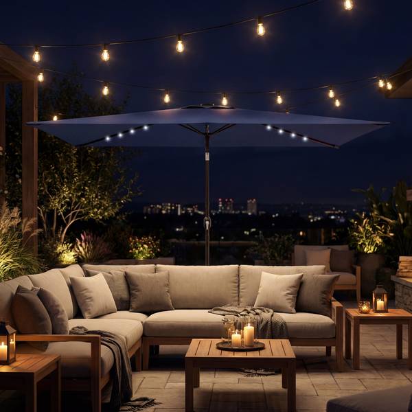Sonnenschirm 84D-503V00DB Blau - Metall - 198 x 248 x 289 cm
