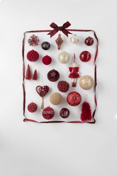 Weihnachtskugeln Holly Berry (4er Set) Rot - Glas - 12 x 12 x 12 cm