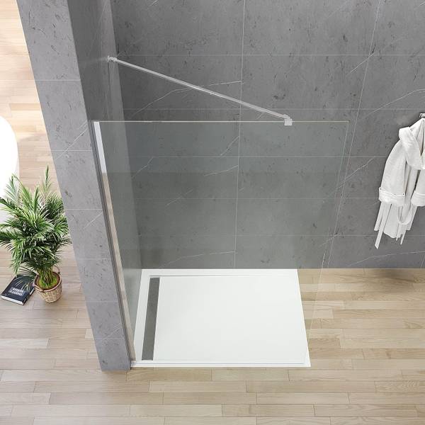 Saqu Solo Duschwand Mit Antikalk, 50x200 Cm – Walk-in Dusche Mit Stabilisator, NANOGlas & Aluminium